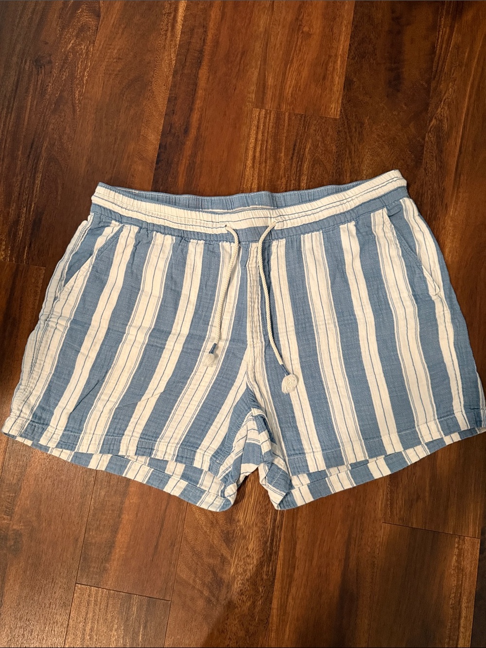 Old Navy Blue & White Striped Women's Drawstring Shorts